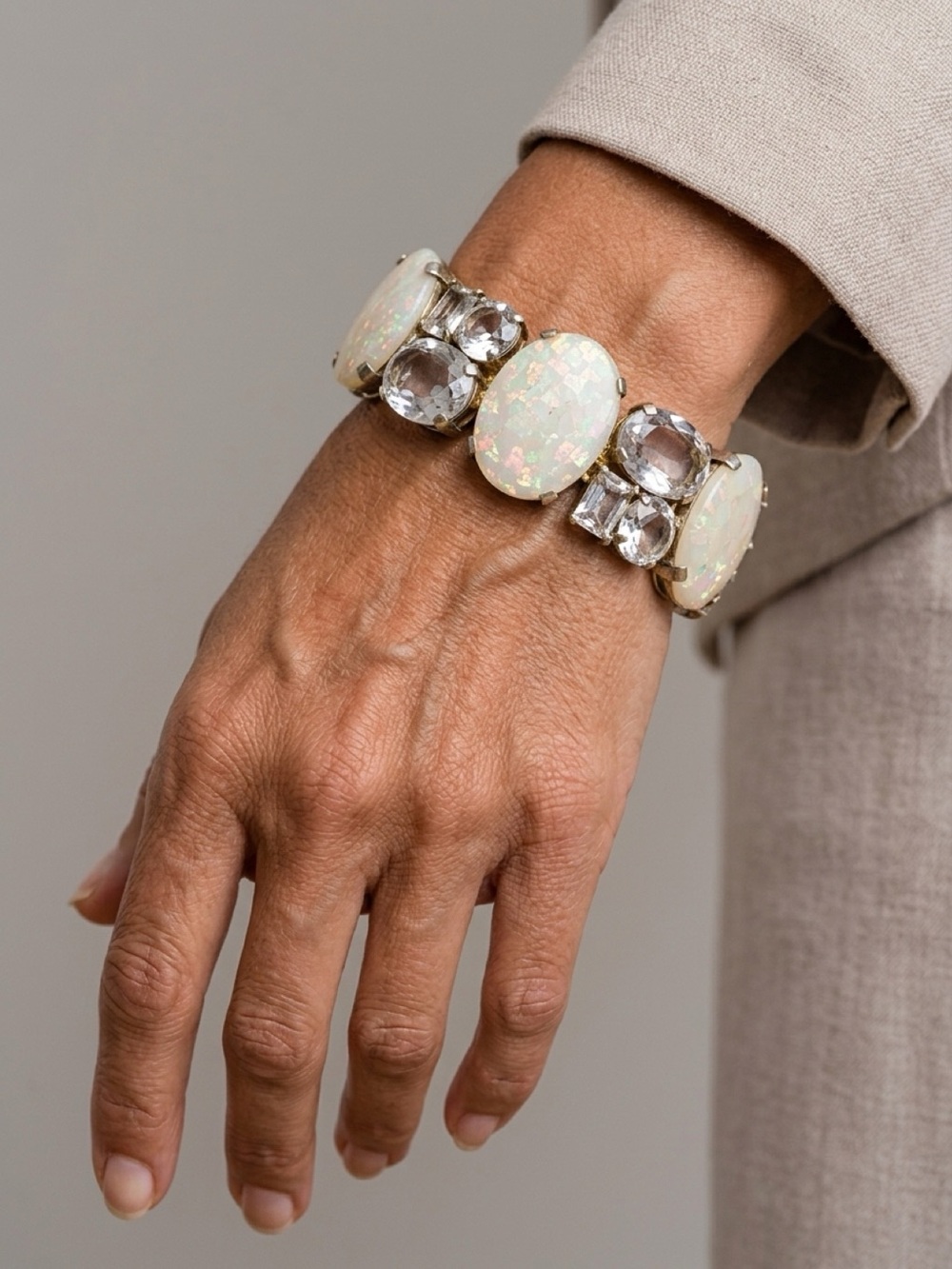 STEPHEN DWECK Limited Edition Opal, Crystal, & Sterling Bracelet